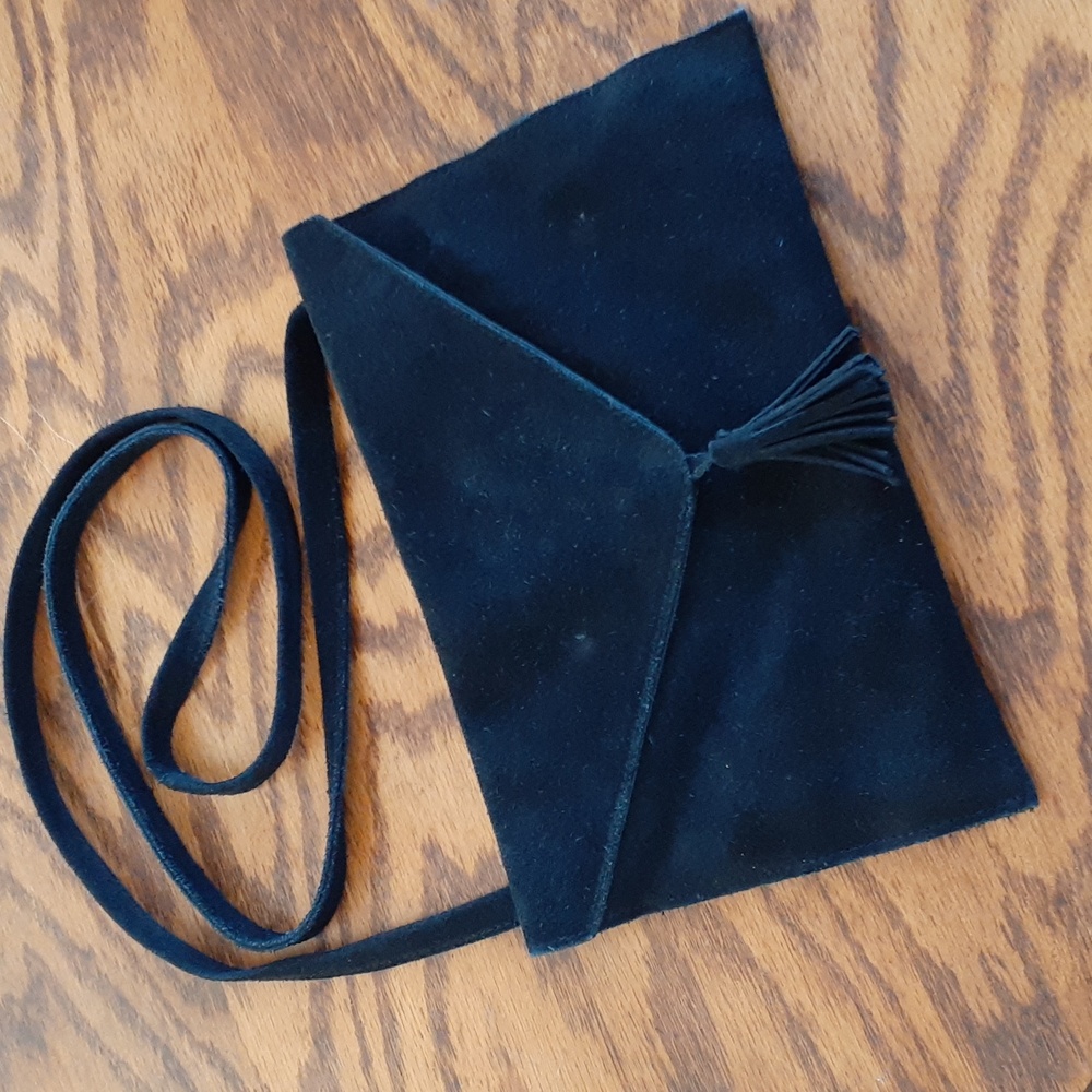 Elegant Black Suede Crossbody Bag